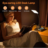 Sailstar Desk Lamp, Table Lamp with Wireless Charger & USB Port, 800LM CRI95 3 Color Modes Dimmable Touch Flexible Arm Pen Holder