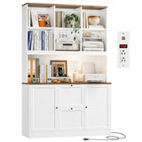 HIFIT 72'' Tall File Bookcase with Power Outlet & Printer Stand, 2 Drawer Filing Cabinets for Home Office Fit Hanging A4 File