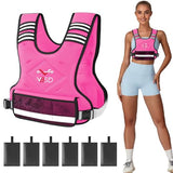 VBSD Adjustable Weighted Vest for Women Men 4-10LB Vest with 6 Ironsand Weights Body Weight Vest with Reflective Strip, Pink