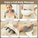 PERLEVI Cordless Neck Massager with Heat, Electric Neck Shoulder Massager with Heat, Kneading, 6-Point for Deep Tissue Pain Relief, Rechargeable Battery, Brushless Motor
