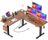 L Shaped Standing Desk with Power Outlets, 63 x 55 Inch Height Adjustable Computer Desk for Bedroom
