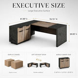 SAINTCY Executive Office Desk with Mobile File Cabinet, L Shaped Desk