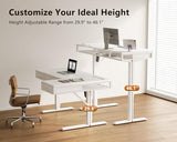 L Shaped Electric Standing Desk with Wooden Drawers, 55 Inch Height Adjustable Corner