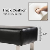Faux Leather Bench, Black, 48"x20" Upholstered Padded Seat for Reception, Waiting Room