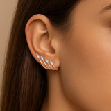 YOIHUR Glod Triple Illusion Claw Stud Earrings for Women, Multiple Huggie Hoop Earrings for One Hole, Rose Gold Earrings for Women Trendy Simple Hypoallergenic Jewellery Festival's Gifts