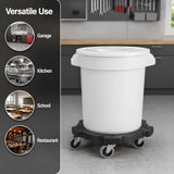 Getzi 8 Pack 20 Gallon White Round Commercial Trash Can with Lid and Dolly