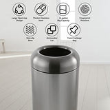 Stainless Steel Trash Can Outdoor Large Garbage Can with Lid Open Top Trash Bin Commercial Big Kitchen Garbage Bin