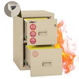 FireKing Turtle Vertical 2 Drawer Fire Rated File Cabinet, Parchment
