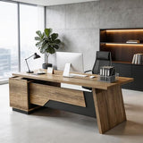 SAINTCY Executive Desk with Locking Drawer, 71"-78" L Shaped Desk with Wireless