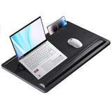 Leather Lap Desk with Memory Foam Cushion 24x16 Inches- Adjustable Portable Laptop Tray Fits 17 19 Inch