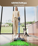 SVHT Cordless Vacuum Cleaner, 450W 40KPA Vacuum Cleaners for Home, 45Mins Lightweight Stick Vacuum with Advanced Green Light Tech, Rechargeable Battery Vacuum for Carpet,Pet Hair,Hardwood Floor