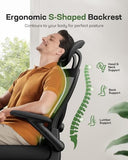 Marsail Ergonomic Mesh Office Chair High Back Desk Chair Adjustable Lumbar Support with Headrest Flip-Up
