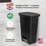2 Pack | Plastic Kitchen Waste Bin with Odor Protection of Lid | Hands Free with Step On Foot Pedal and Garbage Bag Rings