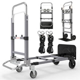 3 in 1 Convertible Hand Truck Dolly Cart with Wheels Collapsible/Folding handtruck Dolly / 2 Straps