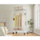 VIPEK R1 Rolling Clothes Rack with Pegboard Organizer Portable Closet for Hanging Clothes with Lockable Wheels & Removable Basket, White