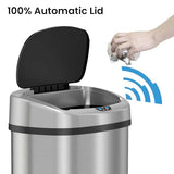 13 Gallon Oval Sensor Trash Can with Odor Filter, 50 Liter Automatic Kitchen Garbage Bin