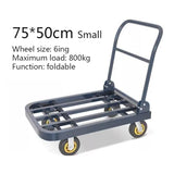 Heavy-Duty Push Cart Dolly - Foldable Flatbed C Truck with Extended Trailer & Sturdy Square Tube Design for Easy