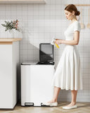 Hands-Free Kitchen Garbage Bin, Recycle Waste Dustbin, Soft-Close Lid, 2 Buckets,Foot Pedal