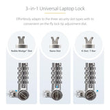 StarTech.com Universal Laptop Lock 6.6ft (2m), Security Cable for Notebooks Compatible with Noble Wedge/Nano/K-Slot
