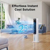 Windowless Portable Air Conditioner, 32 Inch Cooling Fans that Blow Cold Air, 3-in-1 Tower Fan with Remote, 3 Speeds, 120° Oscillation Swamp Cooler, 12H Timer Evaporative Cooler for Bedroom Indoor Use