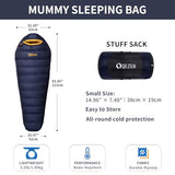 QEZER Down Sleeping Bag for Adults with 620 Fill Power Down Ultralight Mummy Backpacking Sleeping Bag