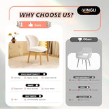 VINGLI Chenille Curved-Back Armless No Wheels Vanity Chair
