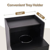 Restaurant Trash Can Cabinet, Commercial Trash Cans 32 Gallon Wooden Trash Can and Garbage Receptacle, Black