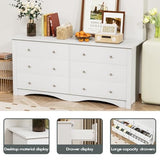 YESHOMY White Wood Dresser with 6 Drawer, Cabinets Dressers Wood Dresser Cabinet, Organizer Drawers for Bedroom, Living, Hallway