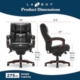 La-Z-Boy® Bellamy Executive Office Chair with Memory Foam Cushions, Real Wood Arms and Swivel Base, Black