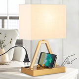 Touch Control Table Lamp, 3-Way Dimmable Desk Lamp with USB C & USB A and AC Outlet