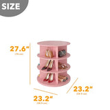 SpaceAid 3 Tier Rotating Shoe Rack Tower, Spinning Shoe Display Lazy Susan, Revolving 360 Shoe Rack Storage Round Carousel, Vertical Handbag Rotate Shoes Closet Organization (3-Tier Pink)