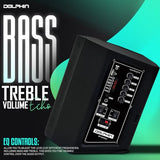 Dolphin Rechargeable Portable Bluetooth Party Speakers, 3D LED Ring Light, TWS, Wireless Microphone, and Multiple Playback Options, Easy-to-Carry, On-The-go, PA System, Karaoke-Ready