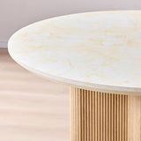 T4TREAM 47" Fluted Round Dining Table for 4-6, Mid-Century Modern Kitchen Table