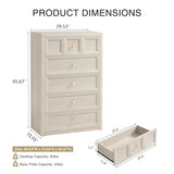 4-Piece Bedroom Set, 6 Drawer Dresser & 5 Drawer Tall Dresser and 3 Drawer King Size Nightstands Set of 2 with Charging Station