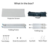 Valerion 120" Outdoor Projector Screen with Stand – 3-Min Setup, Wheeled Carry Bag, 4K/8K UHD Support, Freestanding, Portable Alloy Frame, 16:9 HD, Lightweight for Camping, Backyard, Home Theater