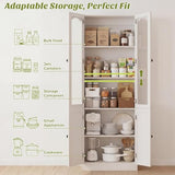 Cyclysio 80" Tall Bookcase with 4 Doors & Adjustable Shelves - Modern Bookcase with Built-in Baseboard Notch