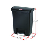 Rubbermaid Commercial Products Streamline Slim Step-On Plastic Trash Garbage Can, 8-Gallon, Black