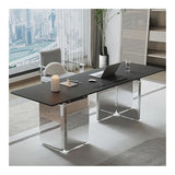 zhongxlla Standing Desk, Modern Home Office Desk with Outlets, Stainless