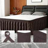 ANARACHON Twin Bed Skirt, Elastic Wrap Around Bed Skirt Twin Size, Bed Skirts for Adjustable Bed, Easy Fit with 18" Drop Length Tailored Drop Dust Ruffle (Brwon)