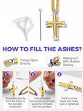 Richsteel Engravable Black Cross Urn Cremation Necklace for Ashes Husband Dad Mom Grandpa Stainless Steel Christian Jewelry Memorial Gift