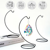 H&D HYALINE & DORA 5 Pack Black Ornaments Display Stands Glass Crystal Witch Ball Holder 9 Inch Christmas Ornament Hanging Hook Patio Planter Terrariums Iron Hanger