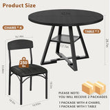 Round Dining Table Set for 4, Kitchen Table and Chairs for 4, Circle Table Round Pedestal Dining Room Dinner Dinette Table