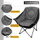 Northroad Oversized Foldable Camping Chair, Outdoor Padded Lawn Chair w/Cup Holder,Carry Bag for Beach, Hiking, and Picnics,Heavy-Duty 300-lbs Capacity, Black