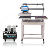PUQEOAO 16 x24 Large Auto Pneumatic Dual Heat Press Machine with Built-in Air Compressor Kit for DTF & Sublimation Transfer T-Shirt, Digital Control