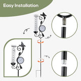 Voumsil Rain Gauge Outdoor with Thermometer, Butterfly Metal Garden Stake