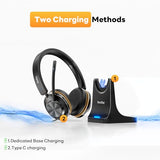 Bluetooth headset, Wireless Headset with Mic for Work, Bluetooth 5.3, Wireless Headphones with AI Noise Cancelling