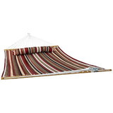 Sunnydaze Extra Large Quilted Hammock with Spreader Bars - 2-Person Hammock for Outside - Awning Stripe