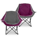 Northroad 2 Pack Oversized Camping Chair,Outdoor Padded Folding Lawn Chair w/Cup Holder,Carry Bag for Beach, Hiking, and Picnics,Heavy-Duty 300-lbs Capacity, Grey&Purple