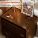 25.43" Nightstands Set of 2 with Leg Walnut Night Stand Set 2 for Bedrooms