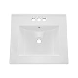 VEVOR Semi Recessed Bathroom Sink, 20.08 x 18.31 Inch Rectangular White Ceramic Vessel Sink with Overflow and 3 Faucet Holes, Drop in Modern Lavatory Vanity Bath Wash Bowl Basin Rectangle Small Space